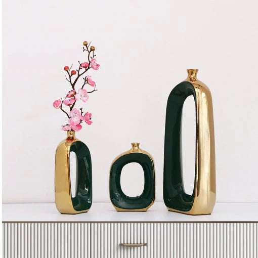 Gold Cutout Vase Set