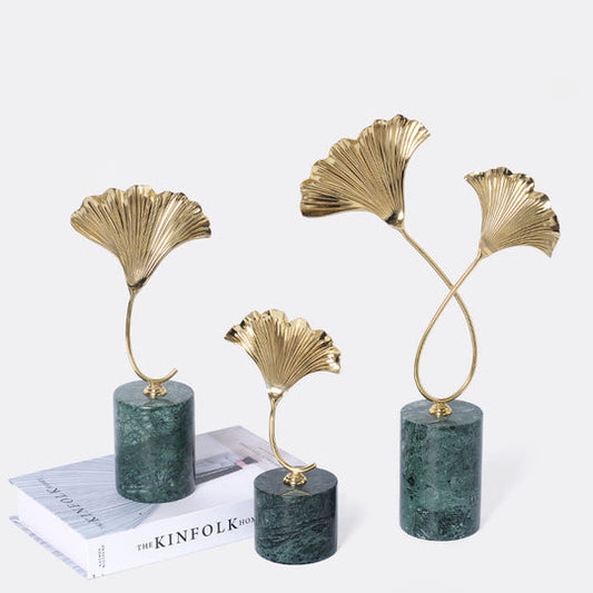 Marble Ginkgo Gold Leaf Decor Set