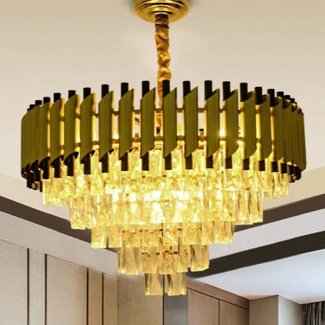 Luxury Crystal & Black Chandelier - Diameter 80cm / Warm Light