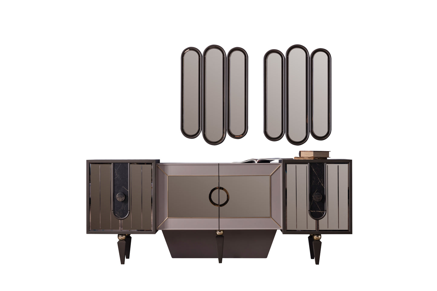 LIZBON - ( 6 Chairs + Table + Buffet Cabinet + Mirror)