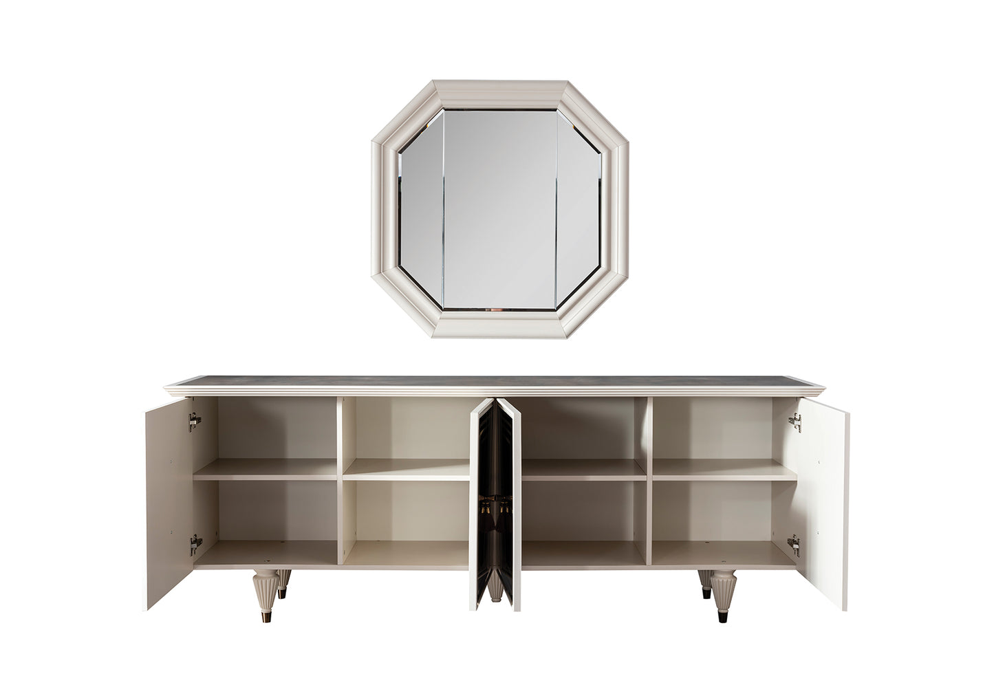 NİRVANA - ( 6 Chairs + Table + Buffet Cabinet + Mirror)