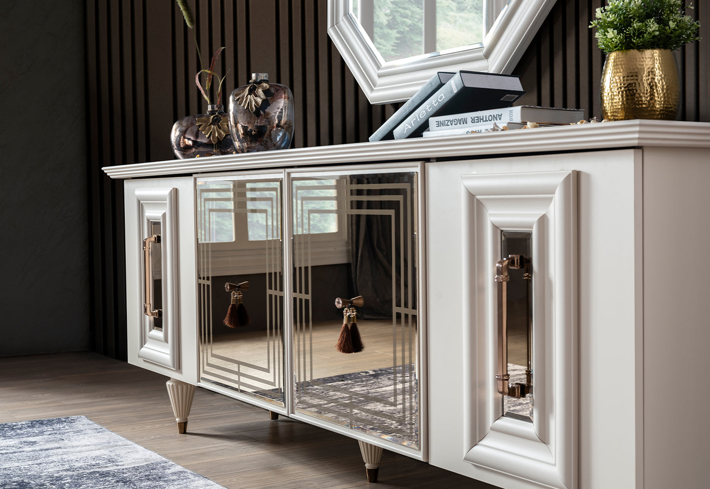 NİRVANA - ( 6 Chairs + Table + Buffet Cabinet + Mirror)