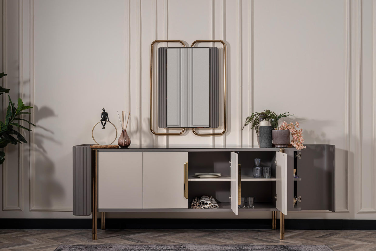 FLORYA - Buffet Cabinet with Mirror